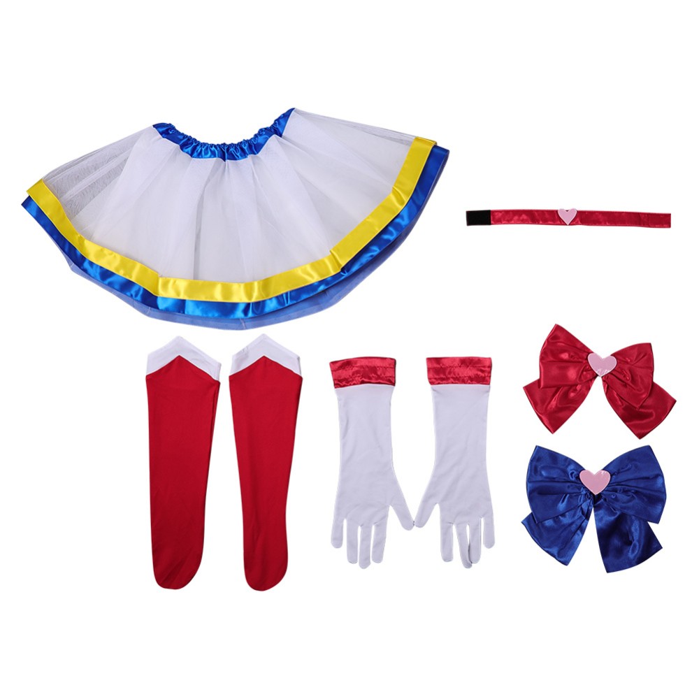 Sailor Moon Usagi Tsukino Kids Children Girl Tutu Skirt Set Cosplay Costume Halloween Carnival
