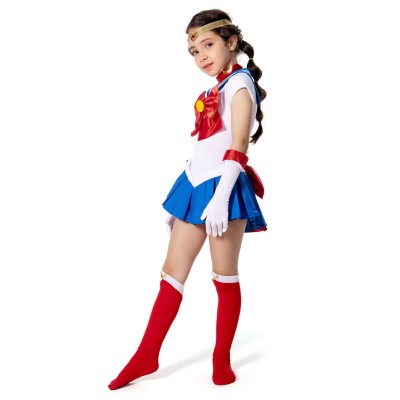 Ensemble de robe jupe pour enfants Sailor Moon-Tsukino Usagi Costume de cosplay pour Noël Festival Halloween Carnaval