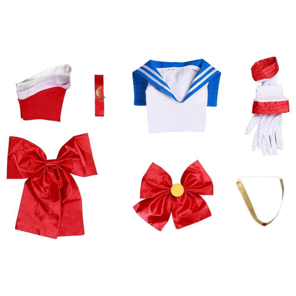 Ensemble de robe jupe pour enfants Sailor Moon-Tsukino Usagi Costume de cosplay pour Noël Festival Halloween Carnaval