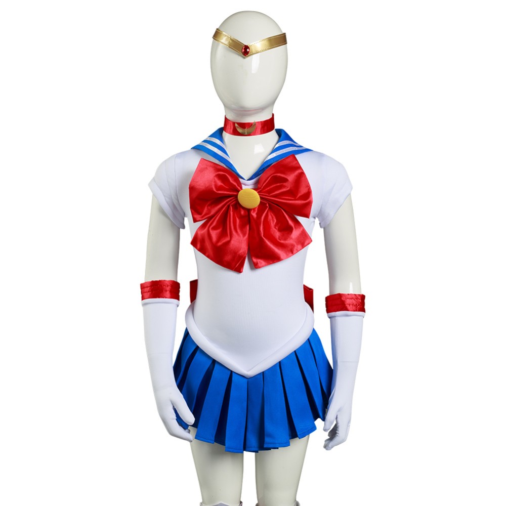 Ensemble de robe jupe pour enfants Sailor Moon-Tsukino Usagi Costume de cosplay pour Noël Festival Halloween Carnaval