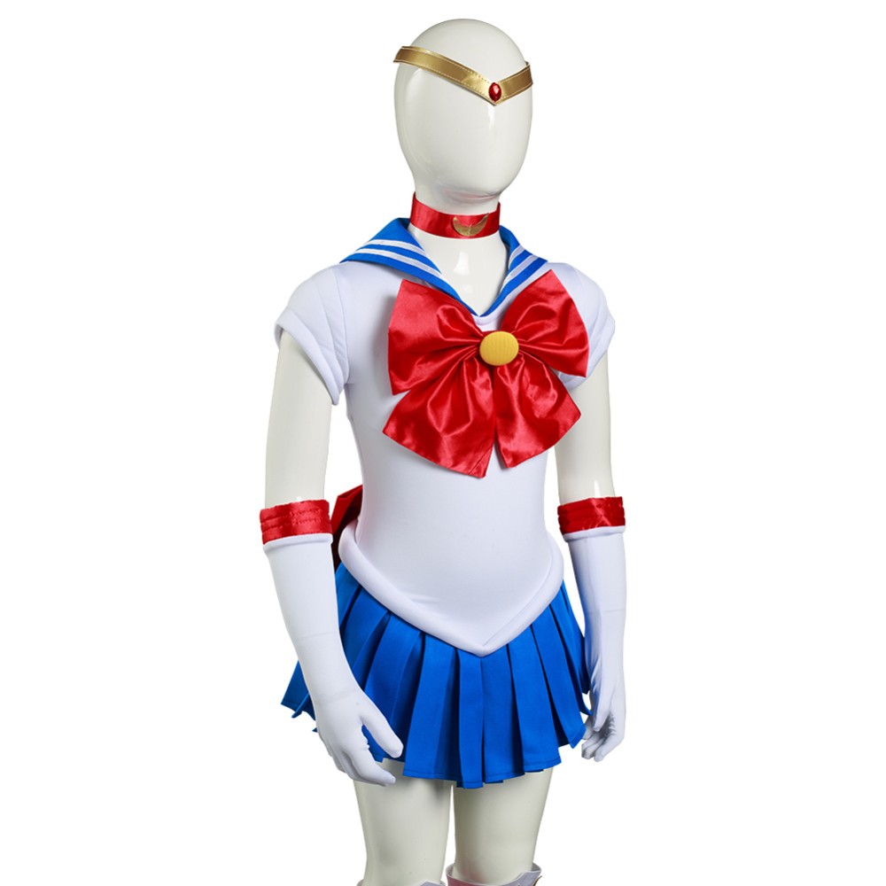 Ensemble de robe jupe pour enfants Sailor Moon-Tsukino Usagi Costume de cosplay pour Noël Festival Halloween Carnaval