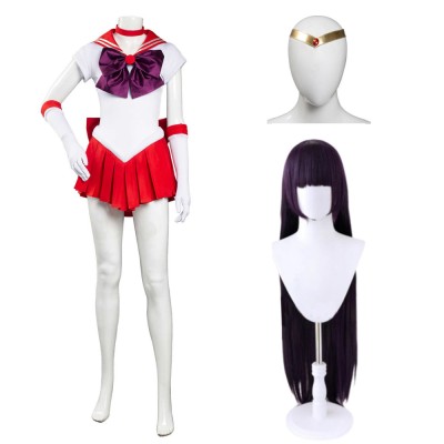 Ensemble de robe jupe uniforme Hino Rei Sailor Moon pour cosplay de festival de Noël, costume de carnaval d'Halloween