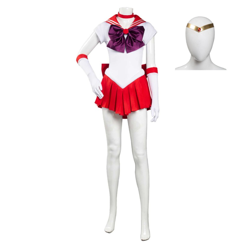Ensemble de robe jupe uniforme Hino Rei Sailor Moon pour cosplay de festival de Noël, costume de carnaval d'Halloween