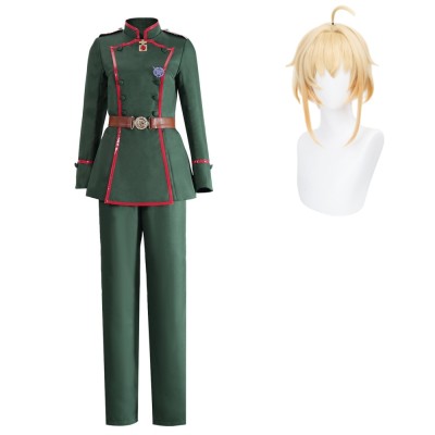 Saga de Tanya l'Evile Tanya von Degurechaff Costume de Cosplay de Femme Armée en Vert pour Halloween Carnaval