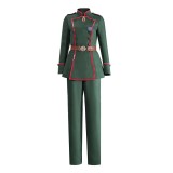 Saga de Tanya l'Evile Tanya von Degurechaff Costume de Cosplay de Femme Armée en Vert pour Halloween Carnaval