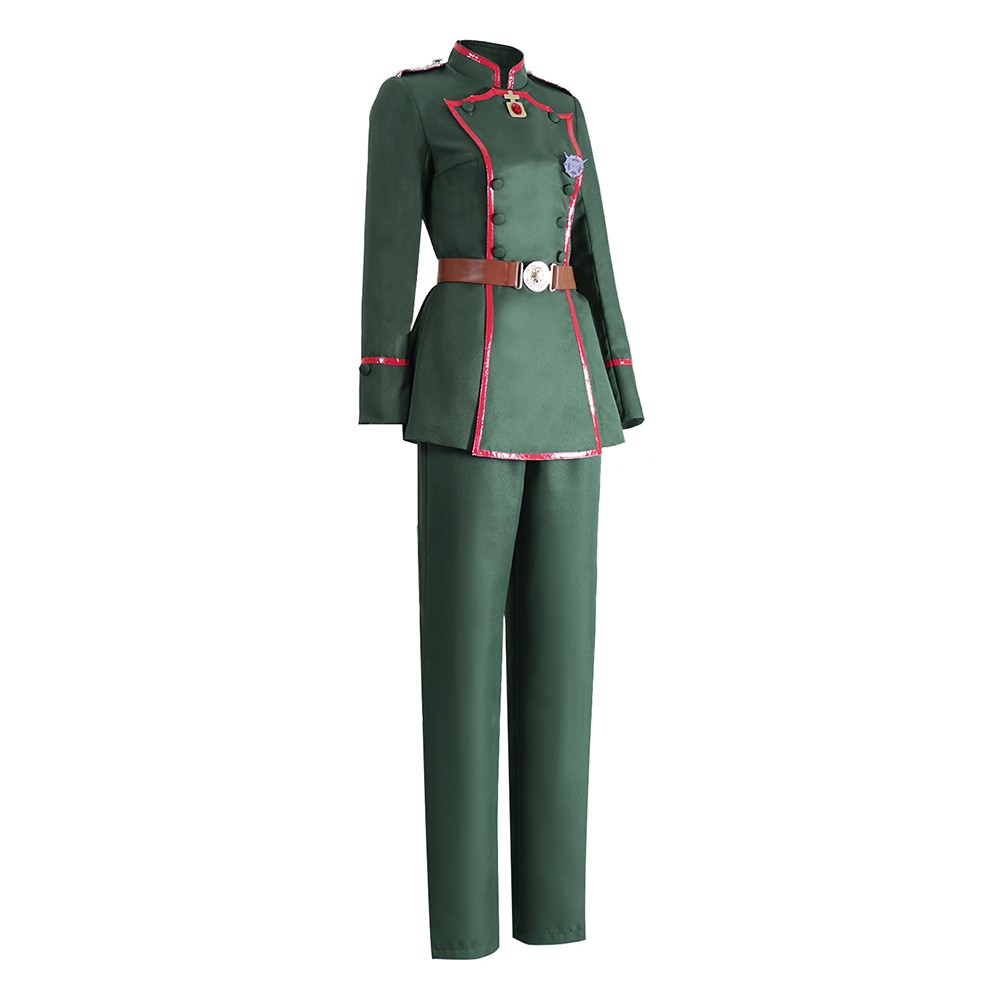 Saga de Tanya l'Evile Tanya von Degurechaff Costume de Cosplay de Femme Armée en Vert pour Halloween Carnaval