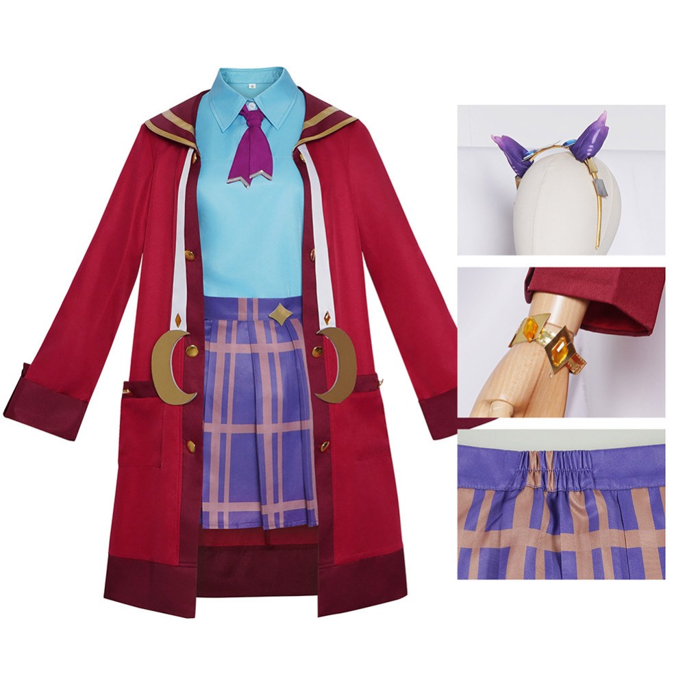Roco Kingdom Freya Women Red Cosplay Costume Halloween Carnival Outfit