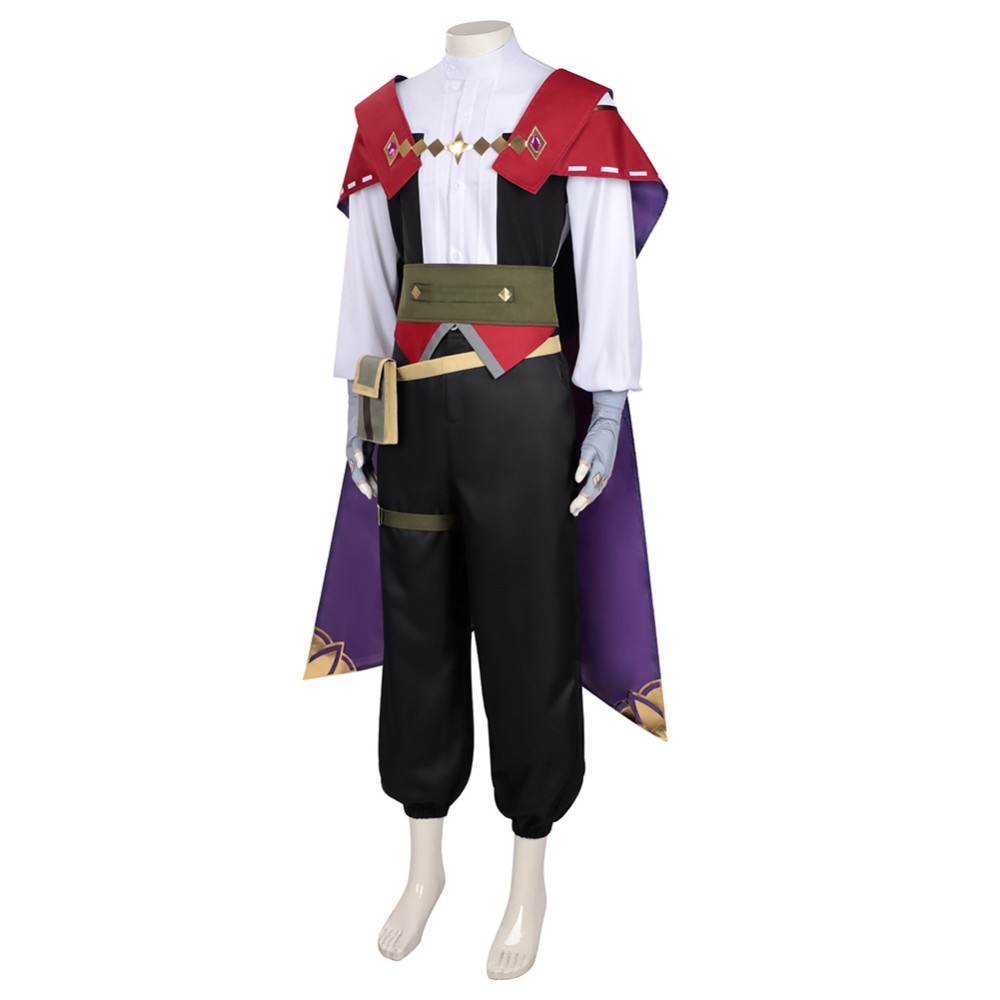 Roco Kingdom Enzo Noir avec Cape Costume Cosplay Halloween Carnaval Outfit
