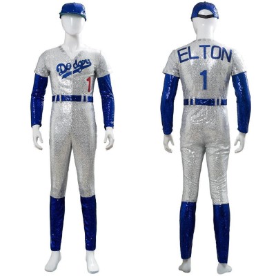 Rocketman Elton John Dodgers Baseball Uniform Suit Cosplay Costume Halloween Carnival