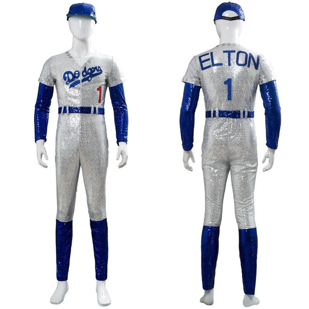 Rocketman Elton John Dodgers Baseball Uniform Suit Cosplay Costume Halloween Carnival