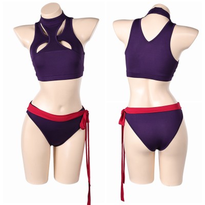 Rivals Psylocke Purple 2 Pcs Maillot de bain Costume Cosplay Halloween Carnaval Outfit