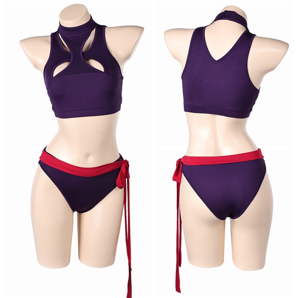 Rivals Psylocke Purple 2 Pcs Maillot de bain Costume Cosplay Halloween Carnaval Outfit