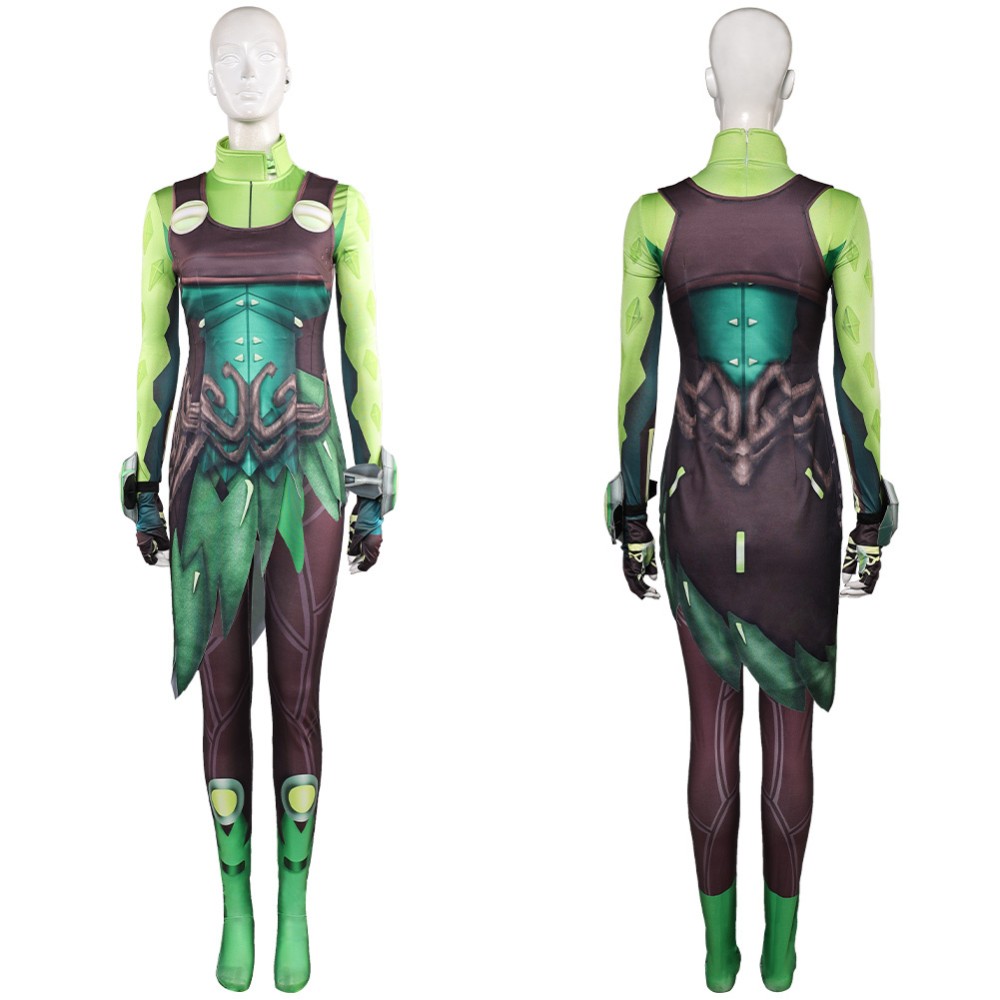 Rivals Mantis Femmes Vert Combinaison Costume Cosplay Halloween Carnaval Tenue