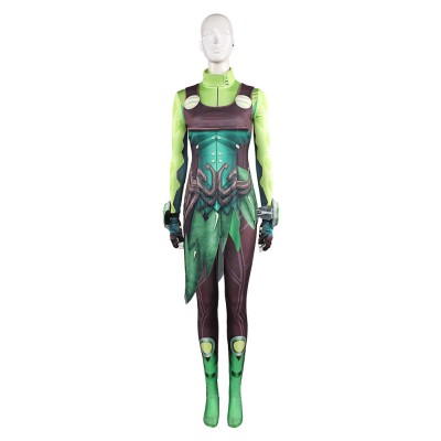 Rivals Mantis Femmes Vert Combinaison Costume Cosplay Halloween Carnaval Tenue