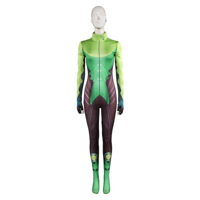 Rivals Mantis Femmes Vert Combinaison Costume Cosplay Halloween Carnaval Tenue