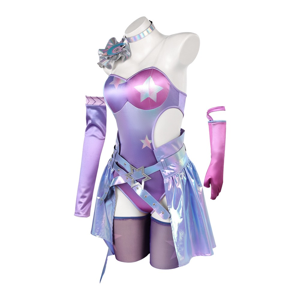 Costume de cosplay pour femmes Luna Rivals violet, tenue de carnaval d'Halloween