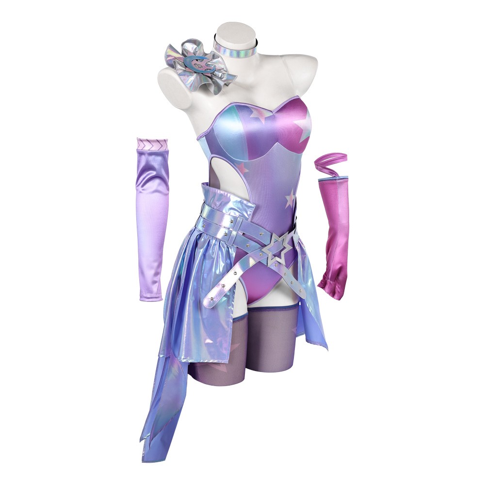 Costume de cosplay pour femmes Luna Rivals violet, tenue de carnaval d'Halloween