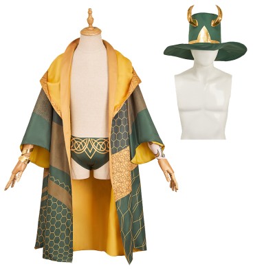 Rivals Loki Robe de Détente Ensemble de Robe et Pantalon Costume de Cosplay de Fête Halloween Carnaval