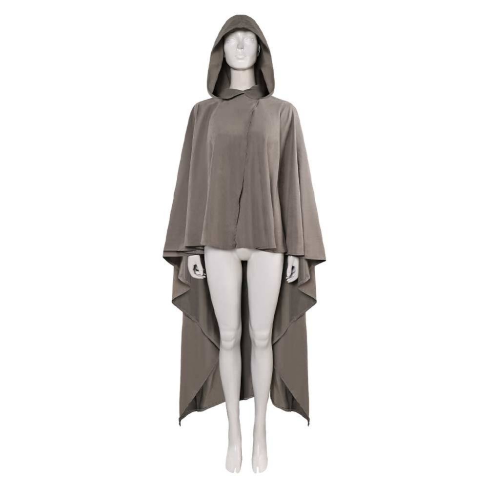 Rey Skywalker Costume de Cosplay avec Cape Grise pour Fête Halloween Carnaval