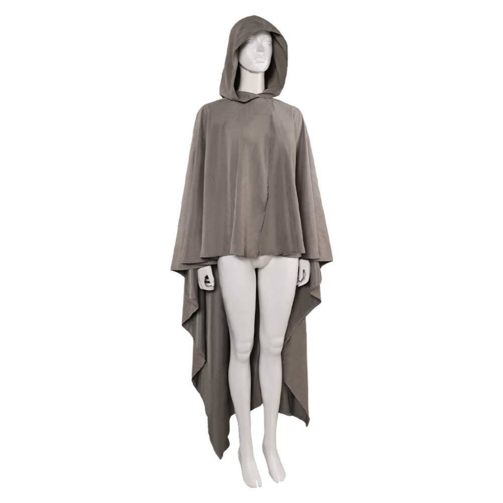 Rey Skywalker Costume de Cosplay avec Cape Grise pour Fête Halloween Carnaval