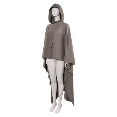 Rey Skywalker Costume de Cosplay avec Cape Grise pour Fête Halloween Carnaval