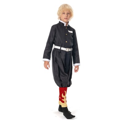 Rengoku Kyoujurou Kids Children Coat Pants Cloak Suit Cosplay Costume Halloween Carnival Outfit