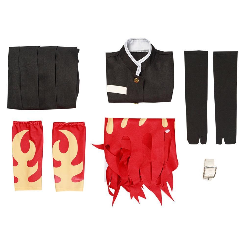 Rengoku Kyoujurou Kids Children Coat Pants Cloak Suit Cosplay Costume Halloween Carnival Outfit