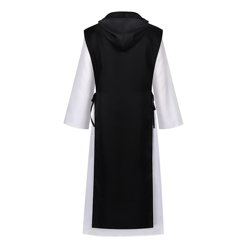Costume de cosplay de prêtre de la Renaissance en robe noire pour Halloween et carnaval