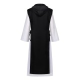 Costume de cosplay de prêtre de la Renaissance en robe noire pour Halloween et carnaval