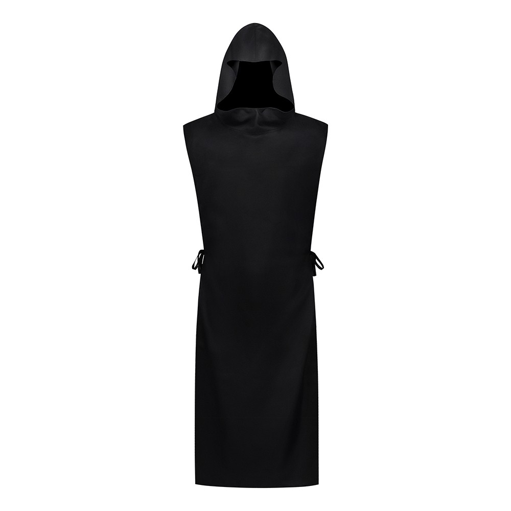 Costume de cosplay de prêtre de la Renaissance en robe noire pour Halloween et carnaval