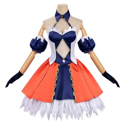 Robe de cosplay Alvitr Femme Bleue et Orange Costume Halloween Carnaval