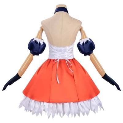 Robe de cosplay Alvitr Femme Bleue et Orange Costume Halloween Carnaval