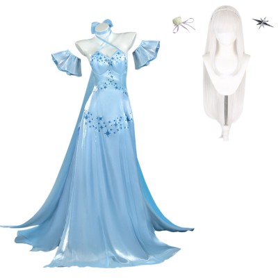 Robe de soirée bleue pour femmes Emilia Costume de cosplay Tenue de carnaval d'Halloween