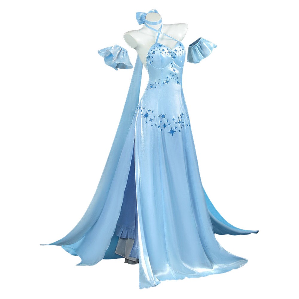 Robe de soirée bleue pour femmes Emilia Costume de cosplay Tenue de carnaval d'Halloween