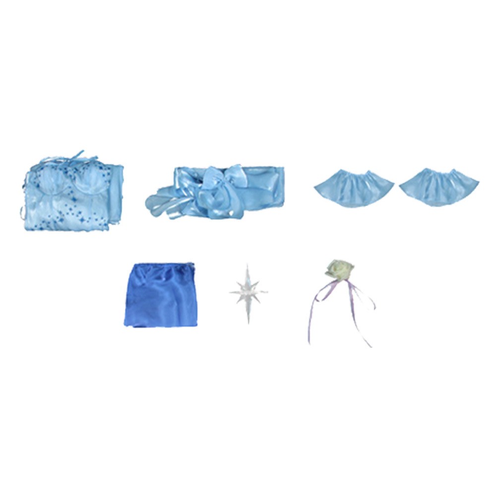 Robe de soirée bleue pour femmes Emilia Costume de cosplay Tenue de carnaval d'Halloween