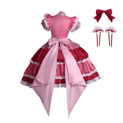 Puella Magi Madoka Magica Kyoko Sakura Women Pink Dress Cosplay Costume Halloween Carnival