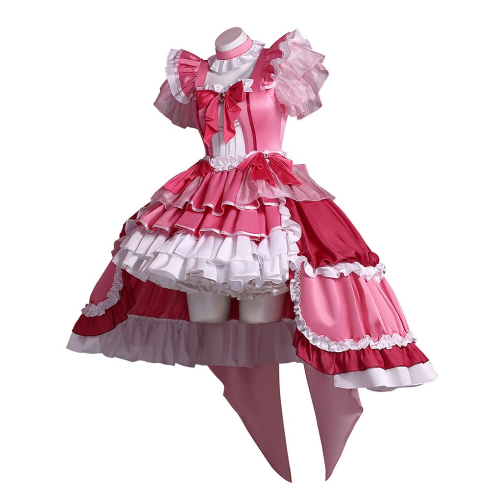 Puella Magi Madoka Magica Kyoko Sakura Women Pink Dress Cosplay Costume Halloween Carnival