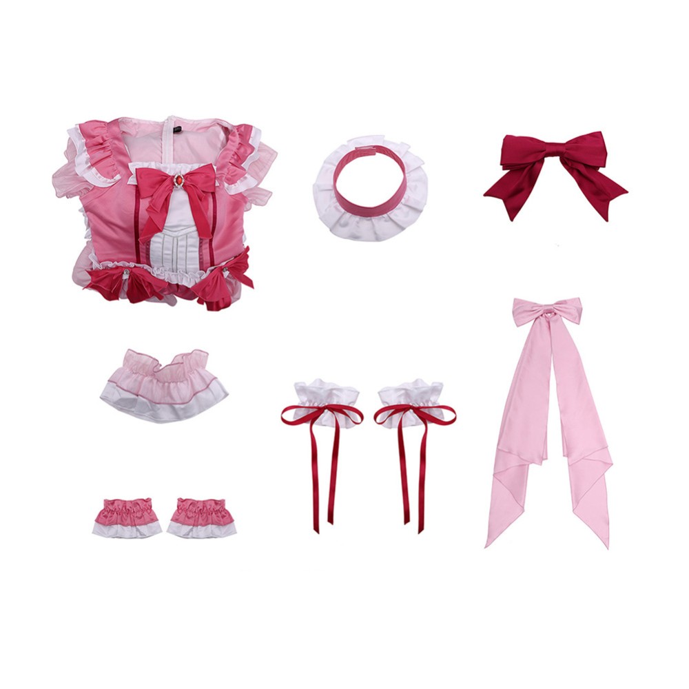 Puella Magi Madoka Magica Kyoko Sakura Women Pink Dress Cosplay Costume Halloween Carnival