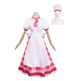 Princesse Peach : À l'affiche ! Costume de cosplay Patissier Peach en robe à carreaux avec chapeau pour Halloween et carnaval