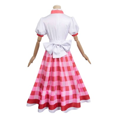 Princesse Peach : À l'affiche ! Costume de cosplay Patissier Peach en robe à carreaux avec chapeau pour Halloween et carnaval