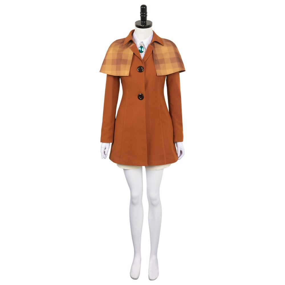 Princess Peach : Spectacle ! Costume de cosplay de la princesse Peach en costume de détective Brown pour Halloween et carnaval