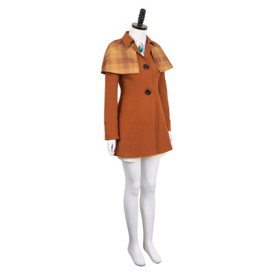 Princess Peach : Spectacle ! Costume de cosplay de la princesse Peach en costume de détective Brown pour Halloween et carnaval
