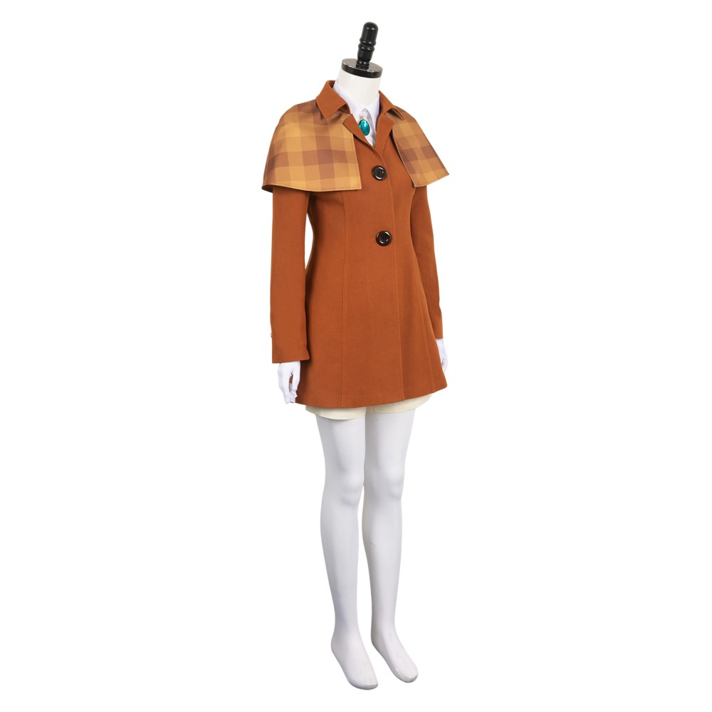 Princess Peach : Spectacle ! Costume de cosplay de la princesse Peach en costume de détective Brown pour Halloween et carnaval