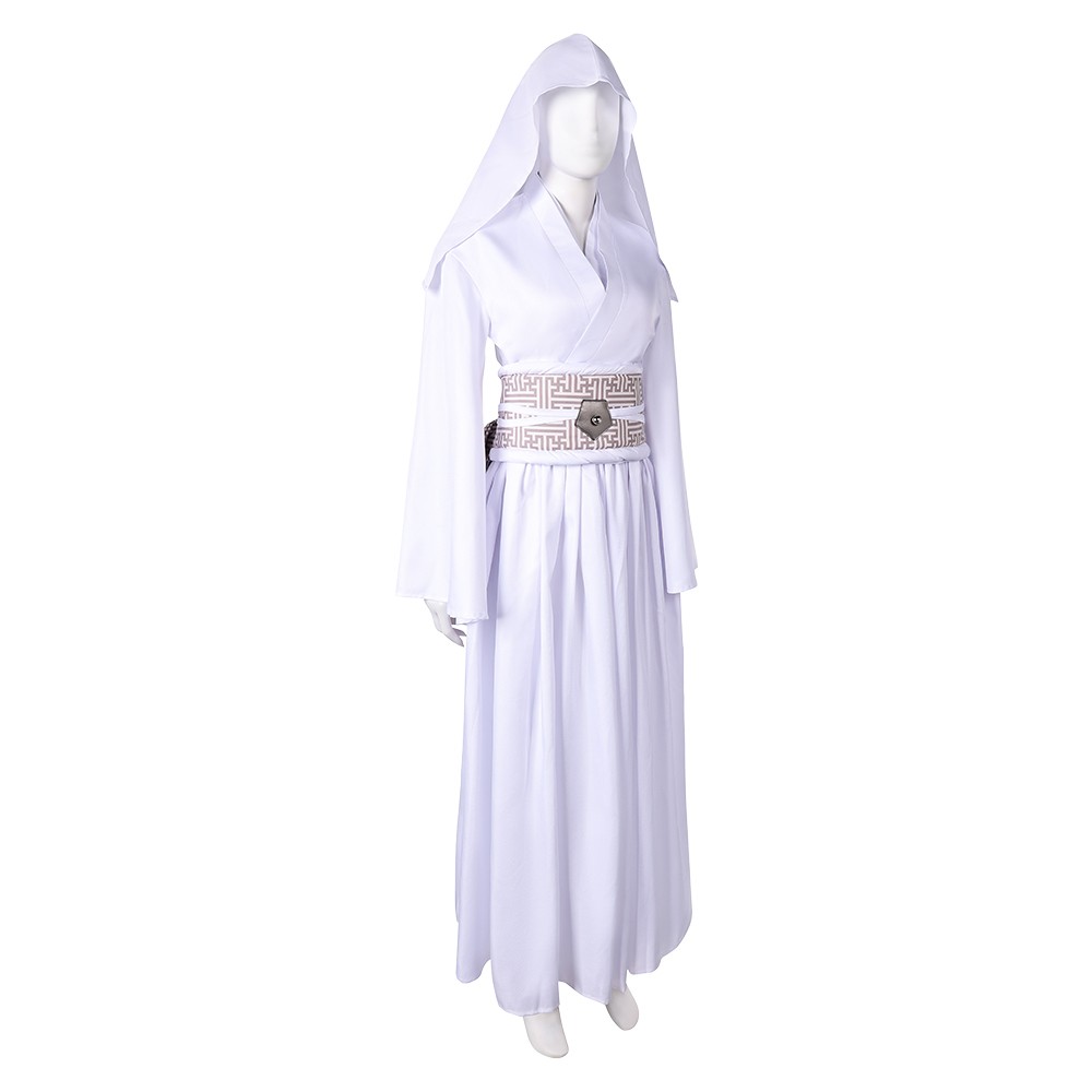 Robe blanche de cosplay pour femmes Princesse Leia Costume de Halloween Tenue de carnaval