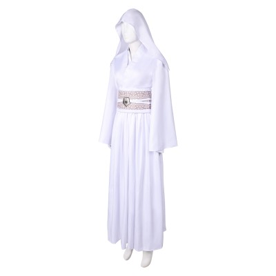 Robe blanche de cosplay pour femmes Princesse Leia Costume de Halloween Tenue de carnaval