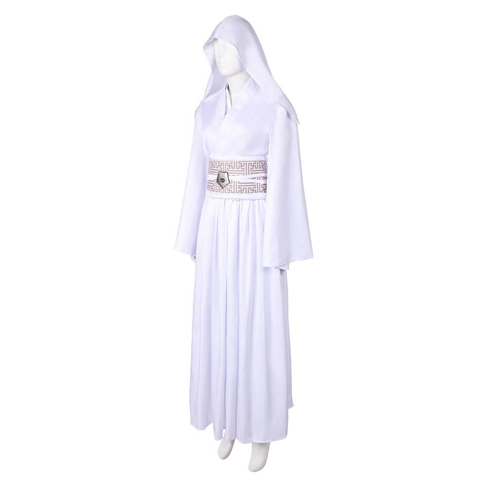 Robe blanche de cosplay pour femmes Princesse Leia Costume de Halloween Tenue de carnaval