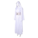 Robe blanche de cosplay pour femmes Princesse Leia Costume de Halloween Tenue de carnaval