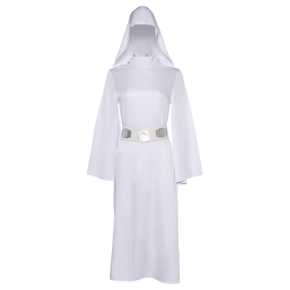 Robe Femme Princesse Leia avec Chapeau Ceinture Ensemble Costume Cosplay Halloween Carnaval Tenue