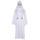 Robe Femme Princesse Leia avec Chapeau Ceinture Ensemble Costume Cosplay Halloween Carnaval Tenue