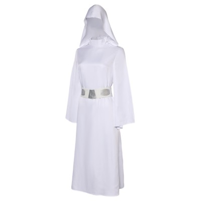 Robe Femme Princesse Leia avec Chapeau Ceinture Ensemble Costume Cosplay Halloween Carnaval Tenue